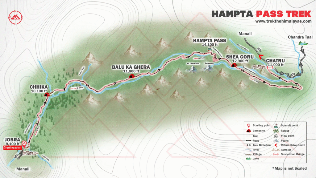 Hampta Pass Trek Route